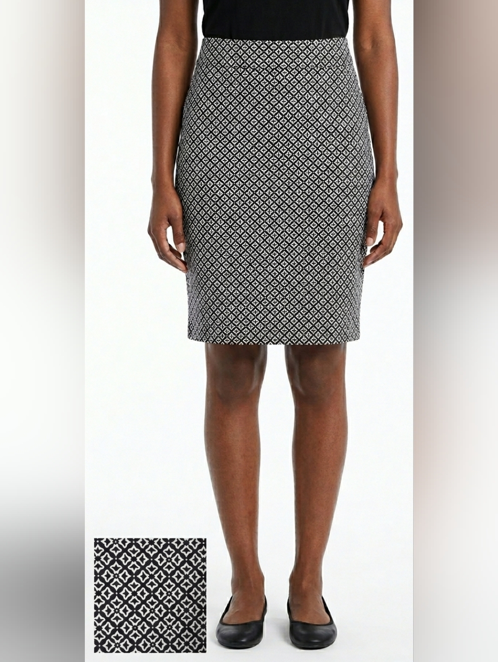 Mario Serrani Black and White Geometric Pencil Skirt Size XL
